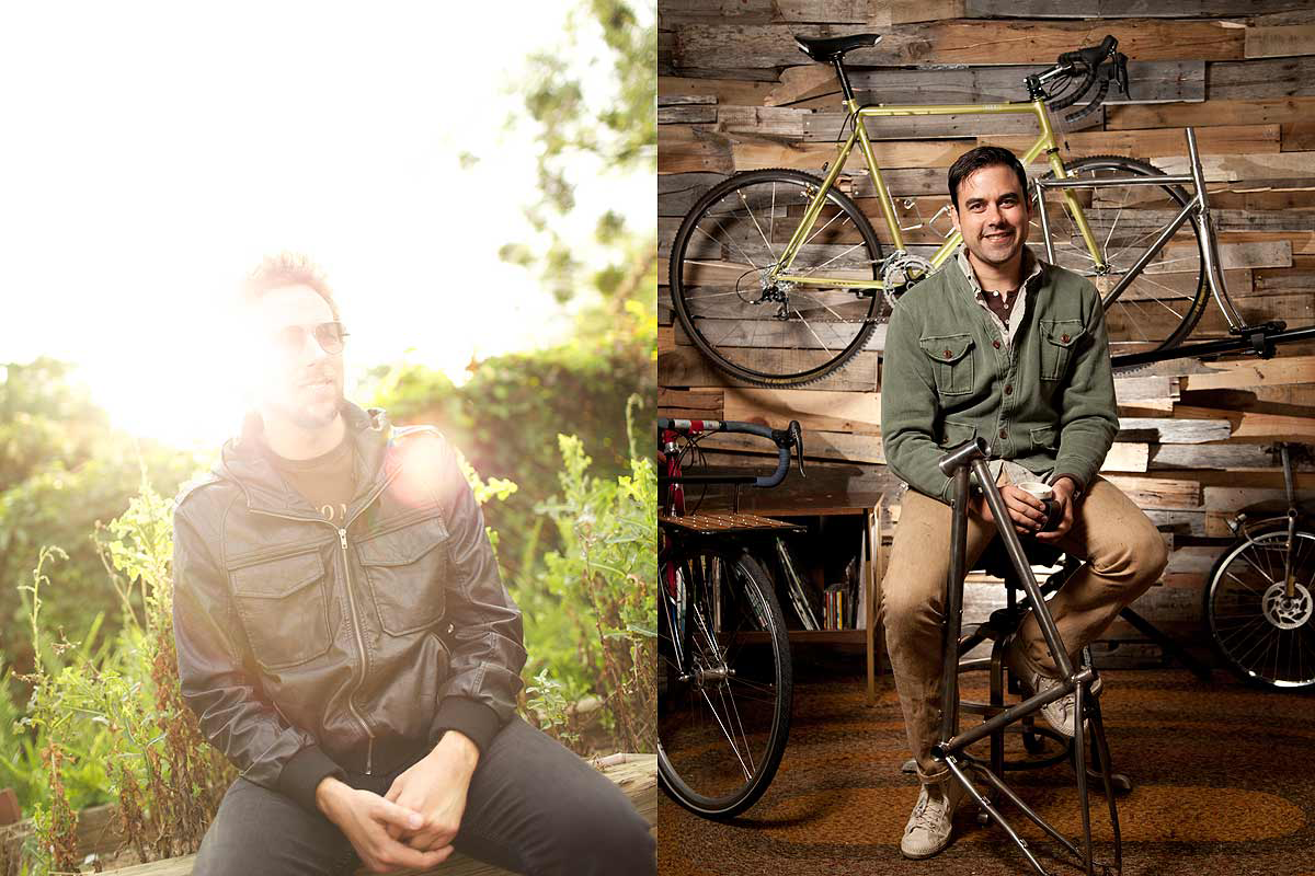 A side by side image of 2 Men Posing for Photos