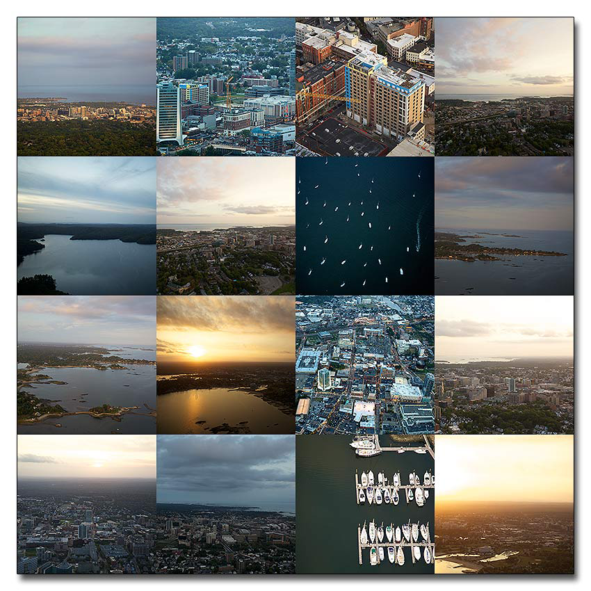 A collage of different aerial shots