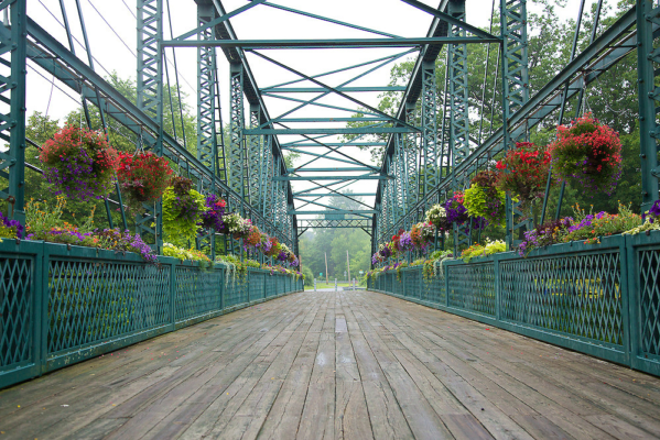 A bridge with flowers