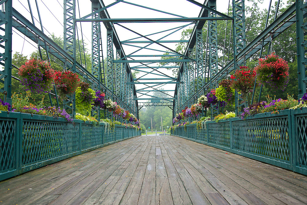 A bridge with flowers