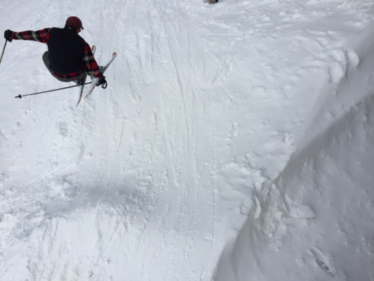 Shot of a skier taking a crazy jump