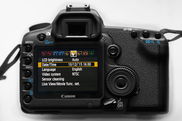A camera displaying its settings
