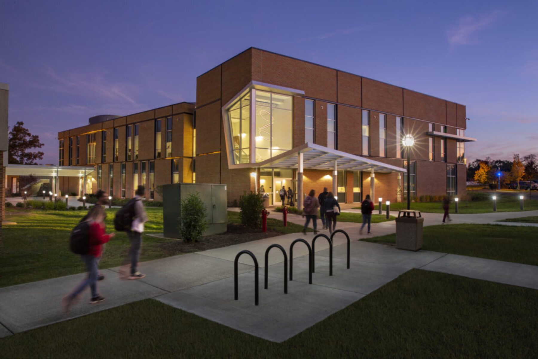 Blue Ridge Community College Biosciences Building at night