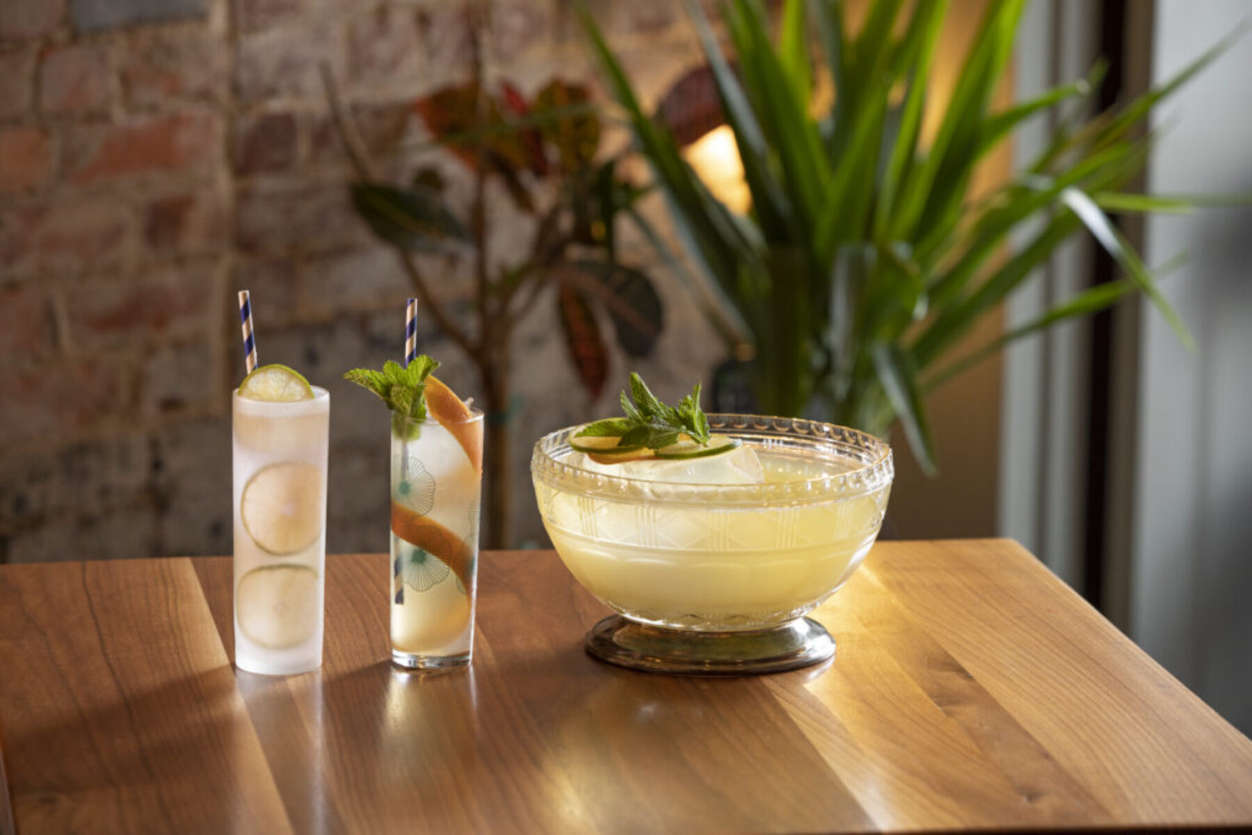 Two beverages and a bowl from Lucky Restaurant in Roanoke, VA