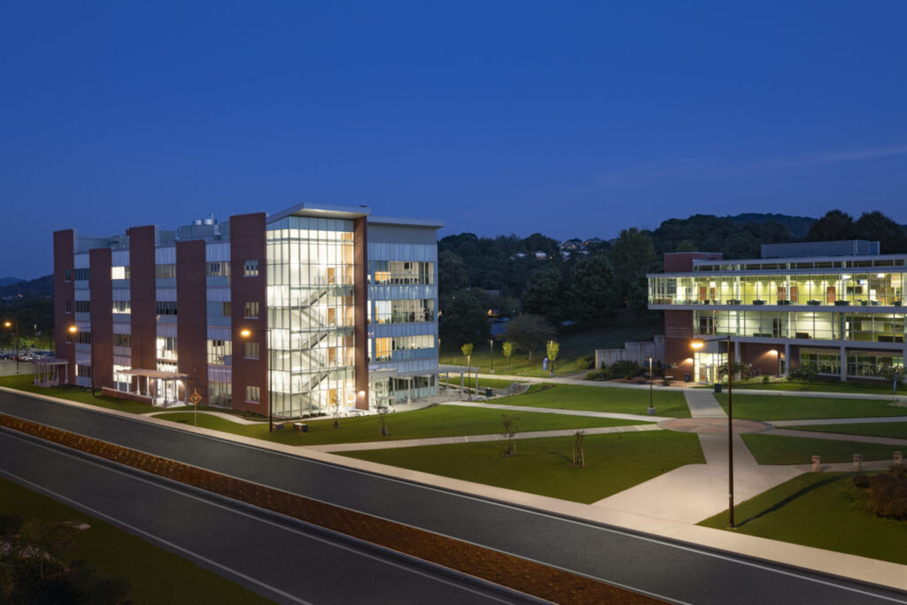 Virginia Western Community College STEM Building at night