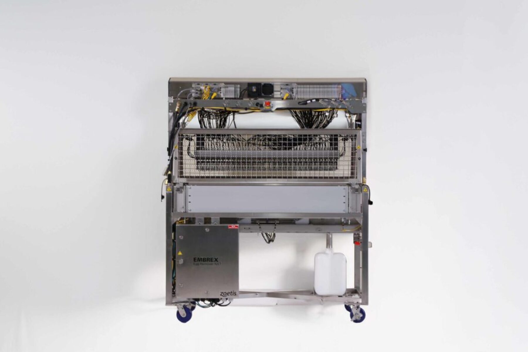 EMBREX Egg Remover NXT poultry automation machine by Zoetis on white background.”